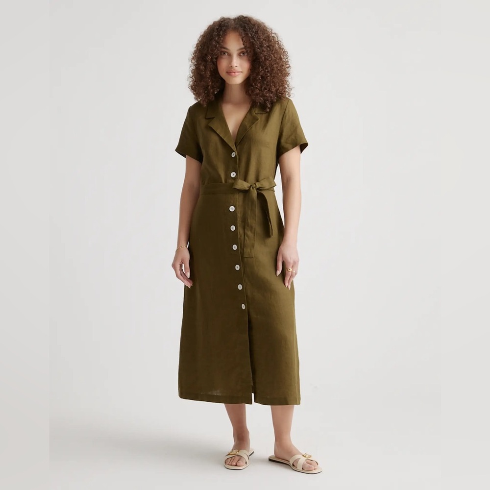Quince 100% European Linen Button Front Dress